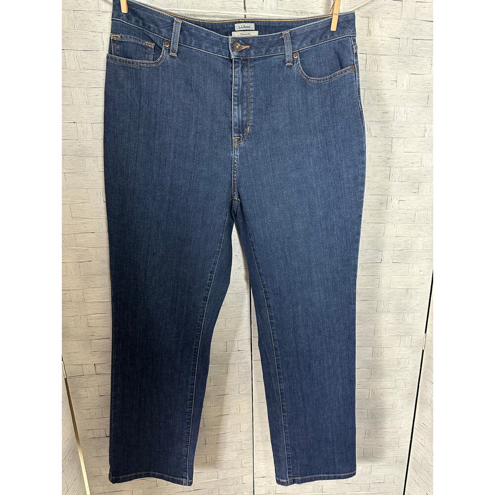 LL Bean women's jeans classic fit straight leg medium wash high waist plus size